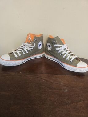 Green and Orange Foldover High Top Chucks
